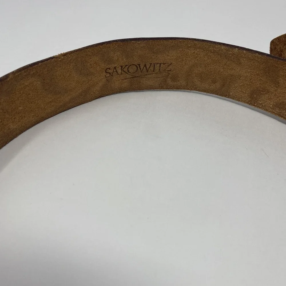Sakowitz Alton Leather Belt‎ Floral Embossed Tooled Engraved Size 30